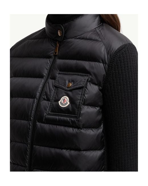 Moncler Black Padded Wool Zip-Up Cardigan