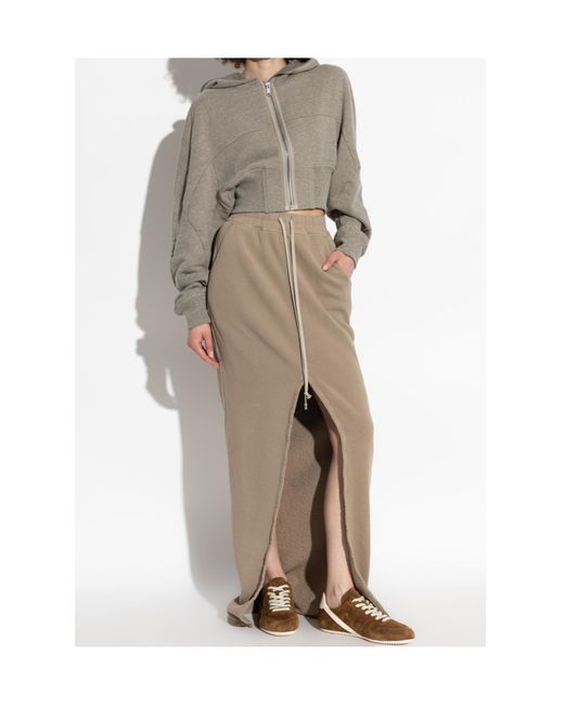 Rick Owens Natural Drawstring Slit Detailed Skirt