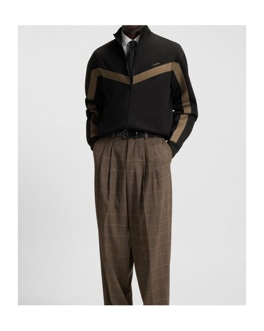 Boss Black Panelled Zip-Up Sweater for men
