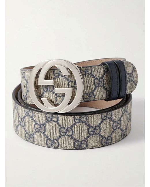 Gucci Gray Gg Supreme Buckle Belt for men