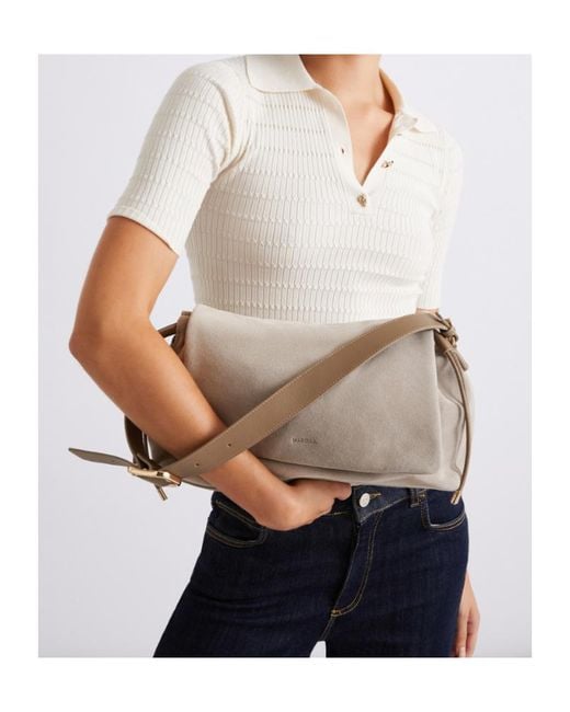 Marella Gray Suede Drawstring Bag