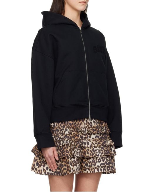 Ganni Blue Zipped Long Sleeved Hoodie