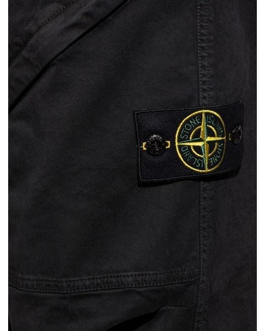Stone Island Black Elastic-Waist Casual Trousers for men