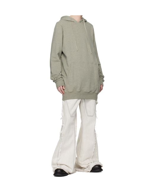 Rick Owens Gray Temple Long-Sleeved Hoodie for men
