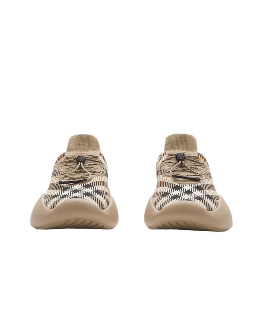 Burberry Brown Check Knit Neptune Sneakers