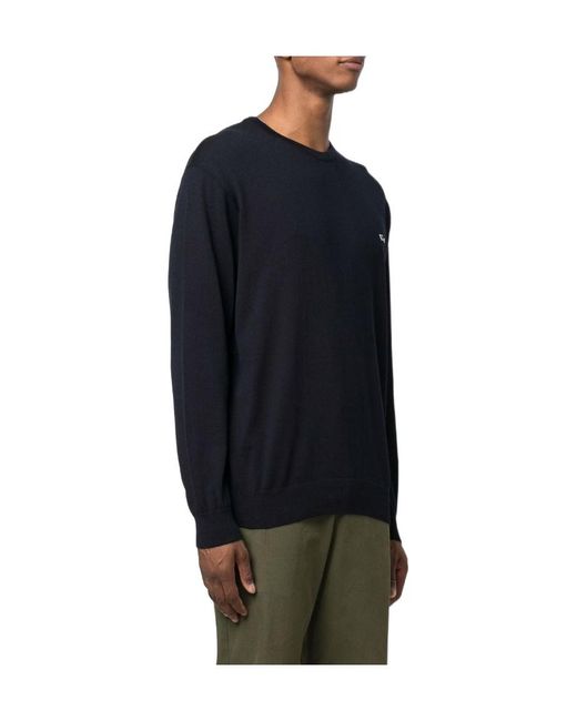 Paul & Shark Blue Embroidered Logo Virgin Wool Sweater for men