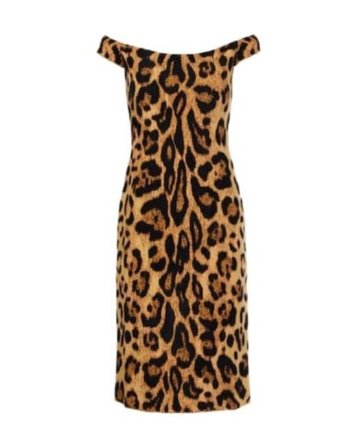 Oscar de la Renta Metallic Leopard-Print Off-Shoulder Midi Dress