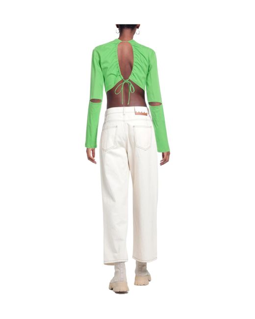 Jacquemus Green Solid Color Crop Tops