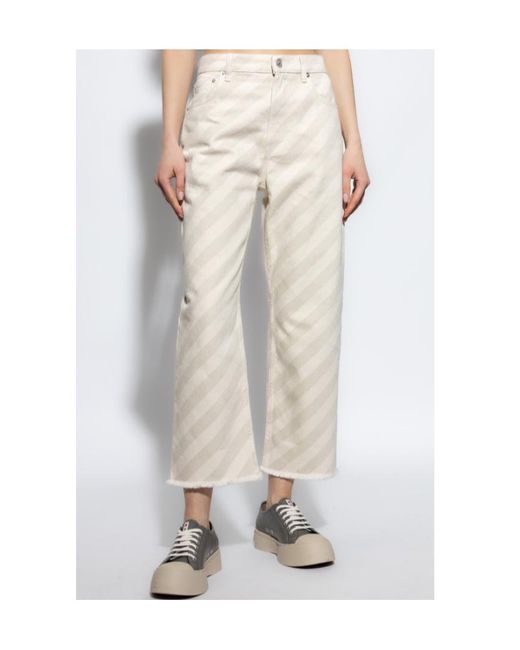 Marni Natural Striped Wide-Leg Jeans