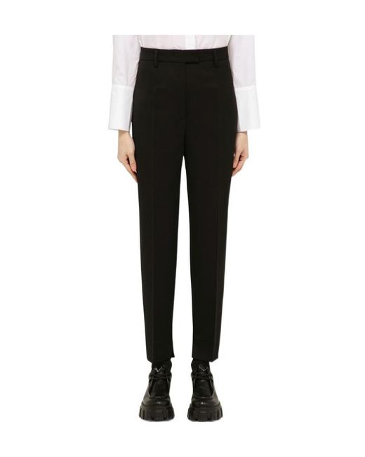 Prada Black Pleated Tapered-Leg Trousers