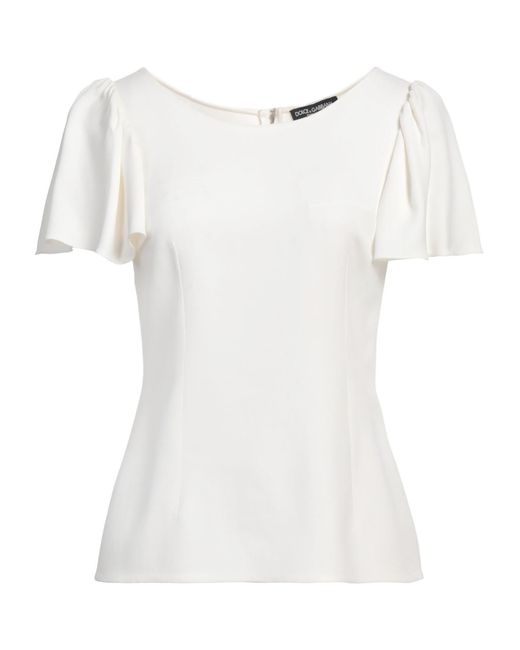 Dolce & Gabbana White Solid-Color Short-Sleeve Top