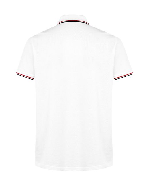 Moncler White Logo Short Sleeve Polo Shirt for men