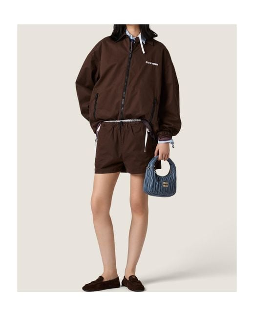 Miu Miu Brown Washed Gabardine Blouson Jacket