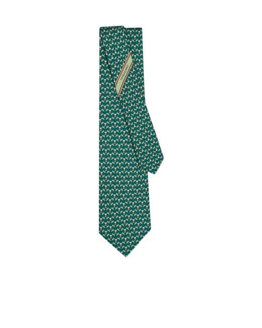 Ferragamo Green Club Print Silk Tie for men