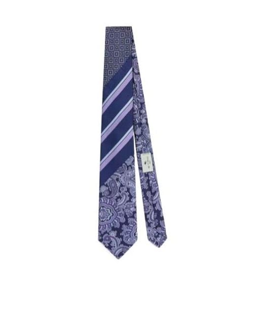Etro Blue Patchwork Pointed Tip Tie for men