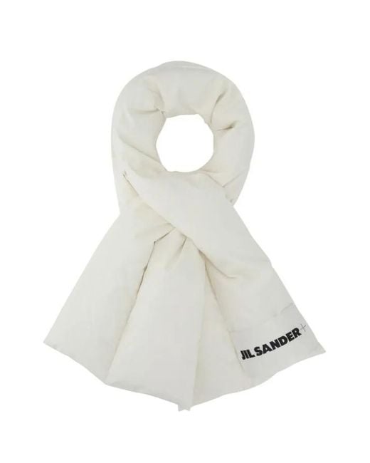 Jil Sander White Padded Logo Scarf