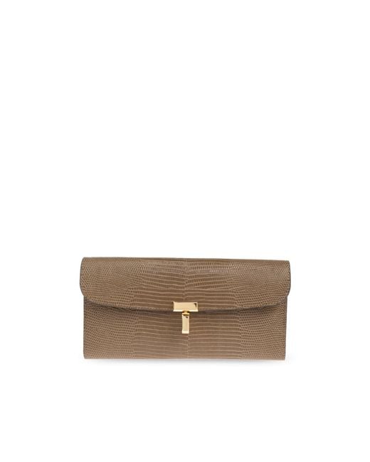 Totême Brown Totême T-Lock Embossed Wallet