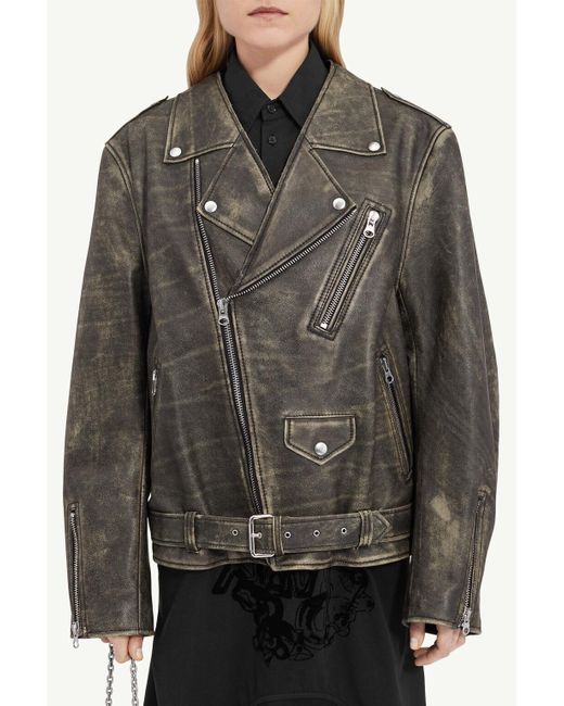 MM6 by Maison Margiela Gray Distressed-Effect Belted Jacket