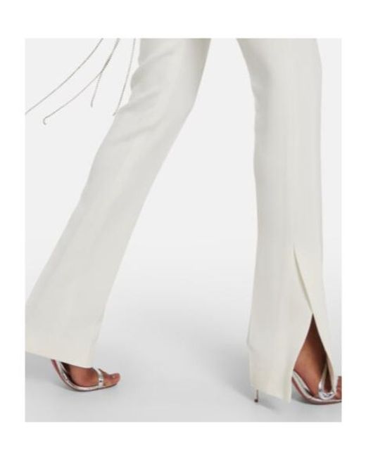 David Koma White Feather-Trimmed Cady Jumpsuit