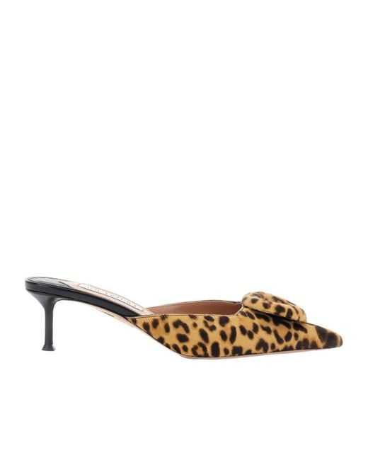 Aquazzura Metallic The Hood Bow Mid Heel Mules