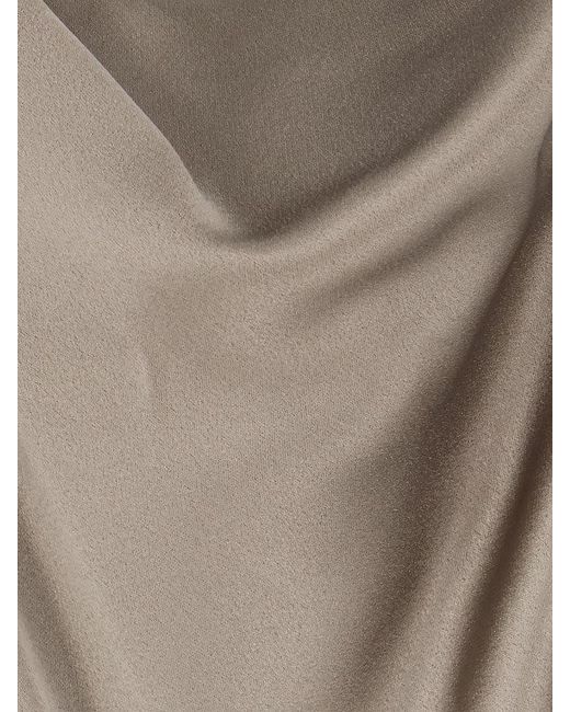 Alysi Brown Asymmetric Draped Strap Top