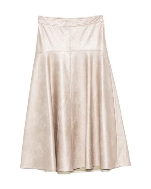 Forte_forte Natural Metallic-Effect Panelled Midi Skirt