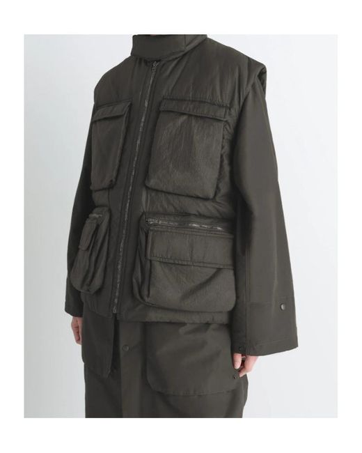 Lemaire Black Wadded Zip-Fastening Multiple-Pocket Gilet