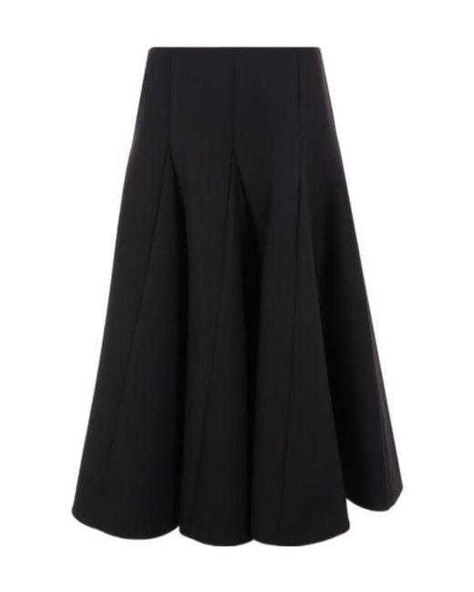 Valentino Black Crepe Couture Flared Midi Skirt