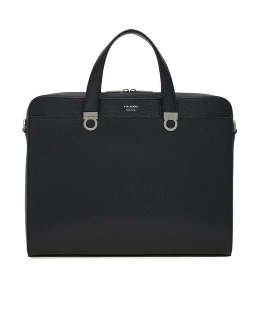 Ferragamo Black Ferragamo Gancini Top Handle Briefcase for men