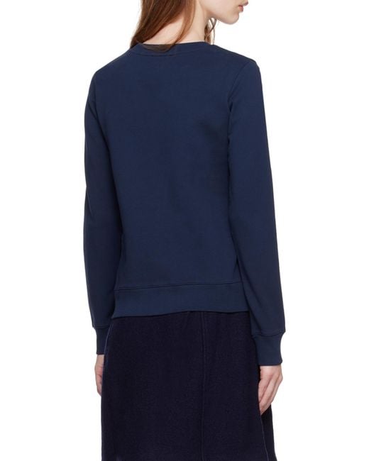 A.P.C. Blue Logo-Print Crewneck Sweater