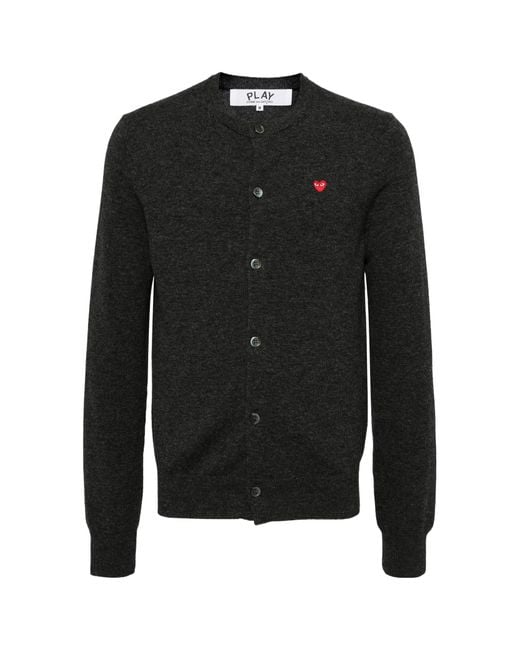 COMME DES GARÇONS PLAY Black Long-Sleeved Knitted Cardigan for men