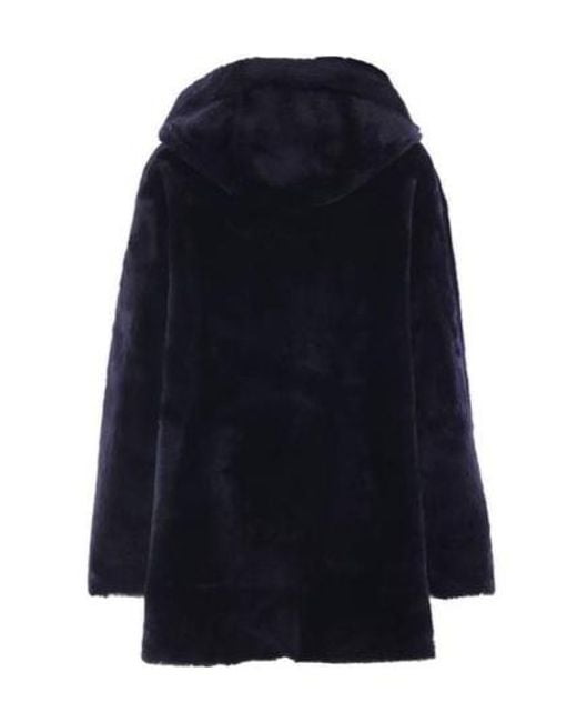 Arma Blue Hooded Shearling Coat