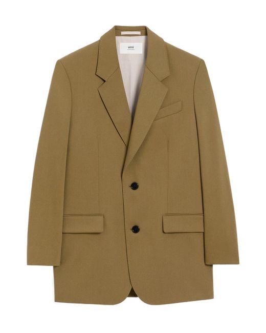 AMI Green Single-Breasted Wool Jacket for men