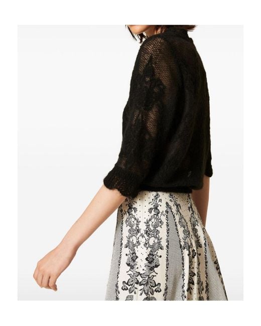 Twinset Black Jacquard Alpaca Blend Jumper