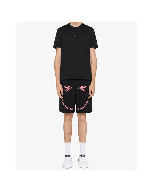 Givenchy Black Unicorn Embroidered Fleece Bermuda Shorts for men