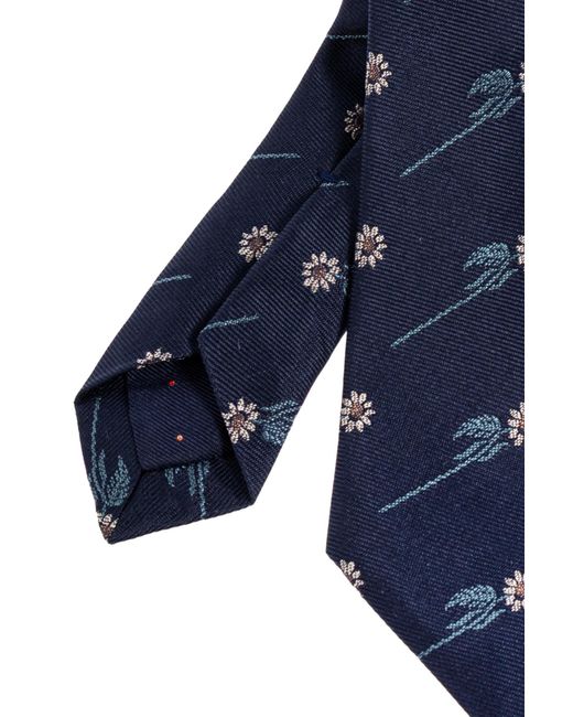Paul Smith Blue Floral Printed Pointed-Tip Tie for men