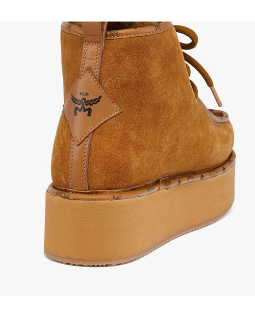 MCM Brown Suede Platform Ankle Boots
