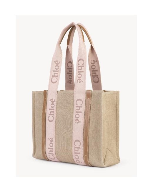 Chloé Natural Chloé Woody Medium Tote Bag