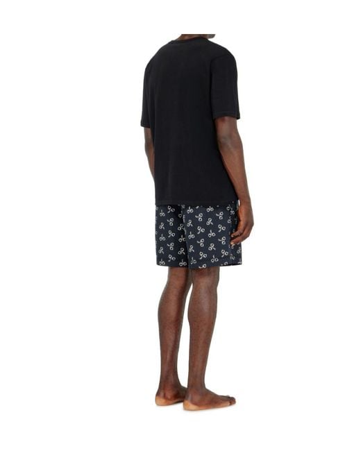 DIESEL Black Cotton Pyjama Set With Handcuff Print for men