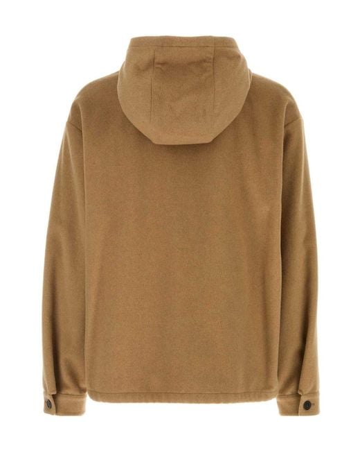 Prada Natural Camel Hair Hoodie Jacket for men
