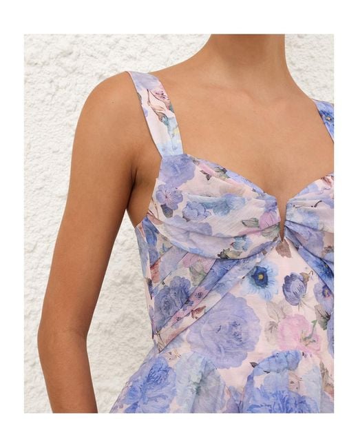 Zimmermann Blue Rebellion Drape Mini Dress