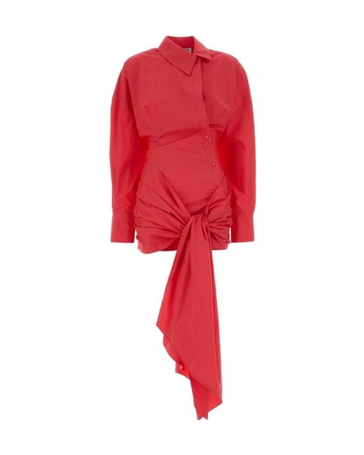 The Attico Red The Draped Shirt Dress