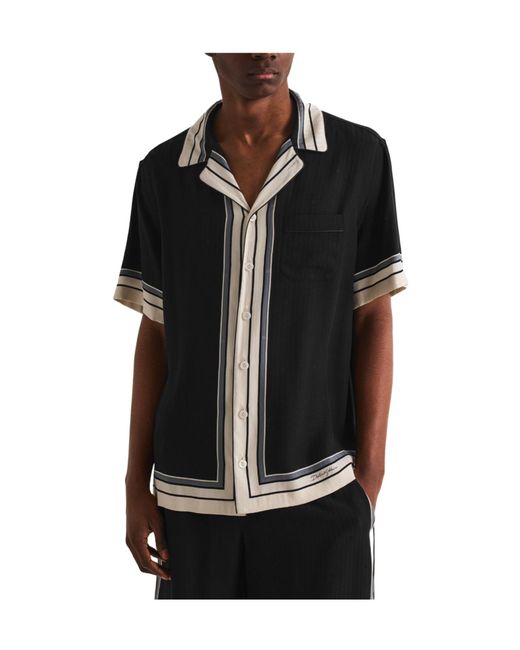 Dolce & Gabbana Black Vertical Striped Short Sleeve Shirt for men
