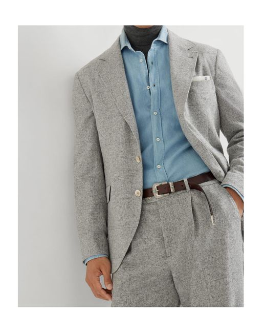 Brunello Cucinelli Gray Three-Button Blazer for men