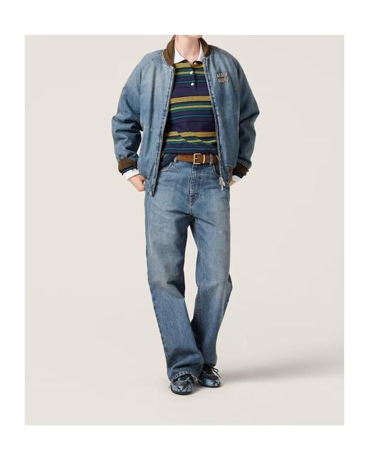 Miu Miu Blue Zip-Up Denim Jacket
