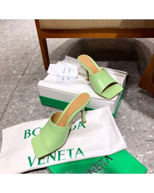 Bottega Veneta Green Slip-On 90Mm Leather Sandals
