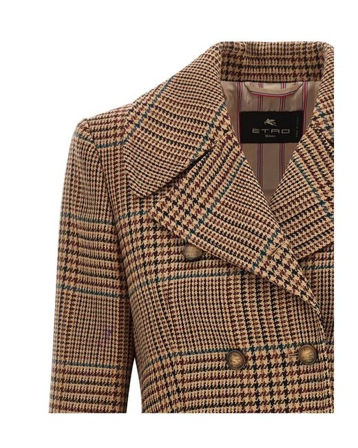 Etro Brown Prince Of Wales Coat