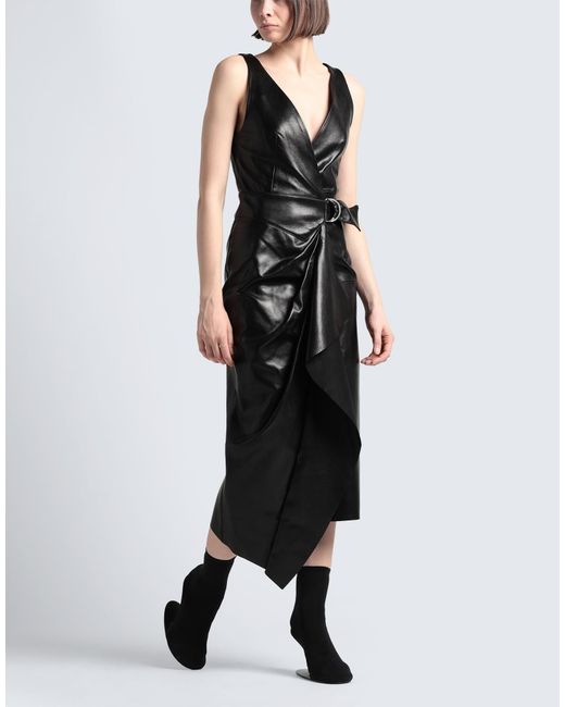 Isabel Marant Black Solid Color Sleeveless Leather Dress