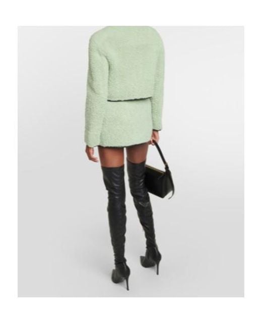 Blancha Green Leather-Trimmed Shearling Jacket