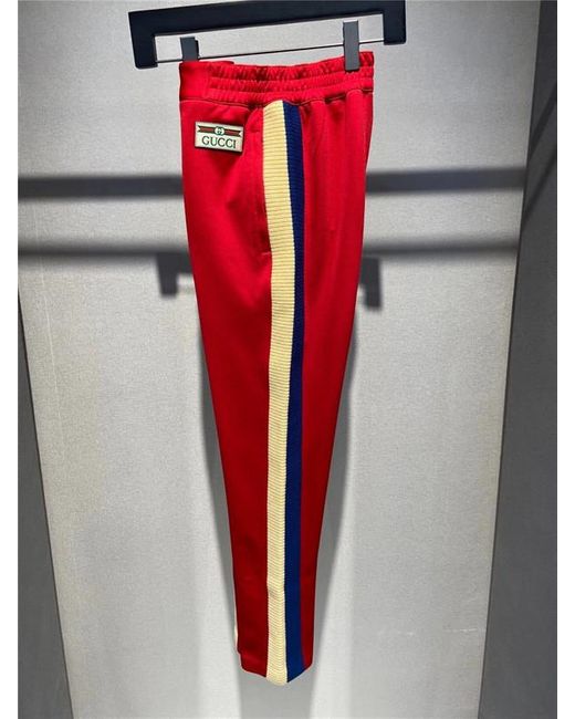 Gucci Red Side-Stripe Track Pants for men